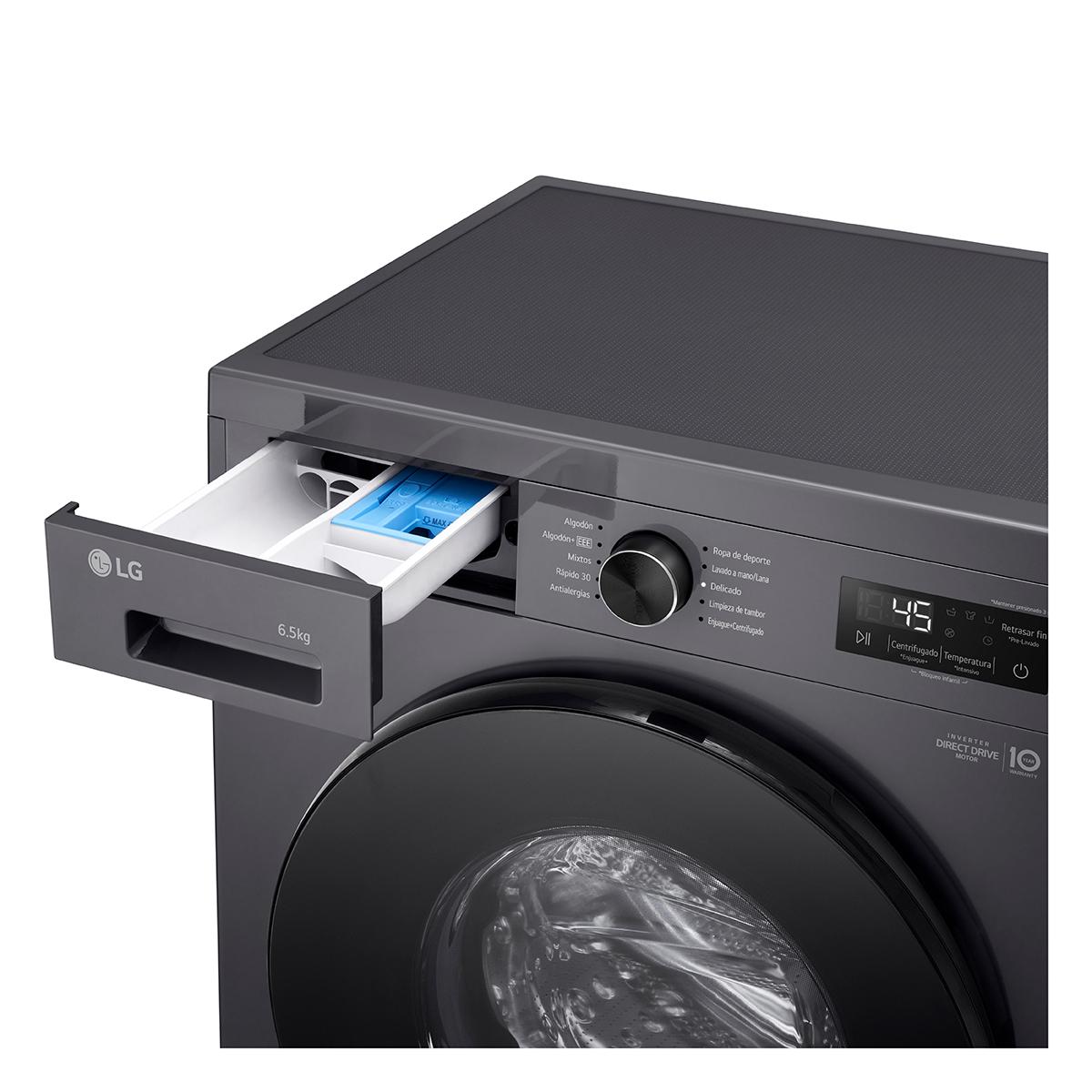 Lavarropas Automático Inverter LG VB-F WO 6.5KG 1200RPM Carga Frontal Negro